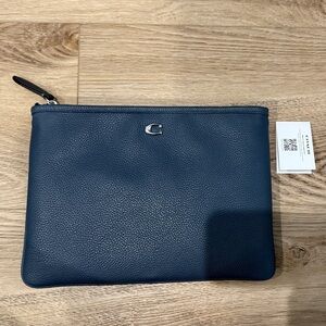 Coach Navy Leather Laptop Bag